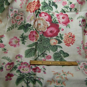 1950&#39;s Cotton Fabric PLUMROSE FLORAL 36&quot; x 64&quot; Quilting Sewing Fabric InvAm