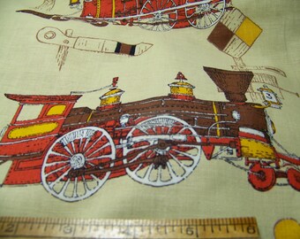 1930s Train Engine Cotton Fabric: Quilting Sewing Indian Head (34"x36") Inv50