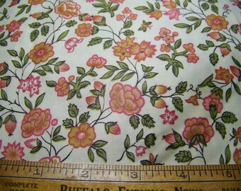 1960s Waverly Cotton Fabric: Rose Floral Camille Print (44X36") Inv50
