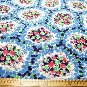 Vintage 1940&#39;s Cotton Feedsack Fabric CONFETTI GEOMATRIC Blue Navy Red Green White 36&quot; Wide x 42&quot; Long Quilts Sewing Decorating InvFs6