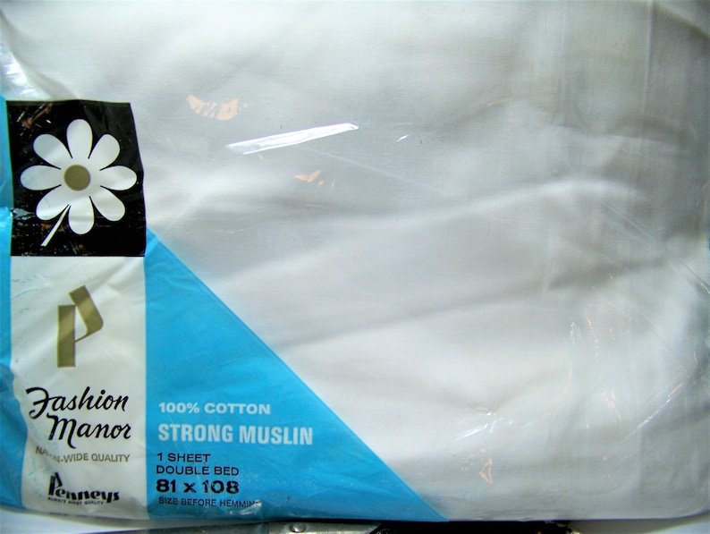 1960's Cotton DOUBLE BED Flat SHEET White 81 X Etsy
