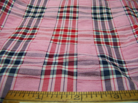 1970's Cotton Fabric SEERSUCKER PLAID 45 W X | Etsy