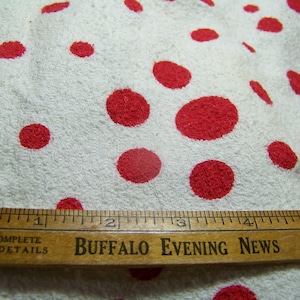 1950s Terrycloth Cotton Fabric: Red Polka Dot Sewing Quilting (36x36&quot;) InvHH