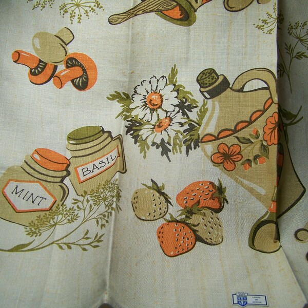 Belgian Vintage Linen Towel FLORAL SPICES FRUIT Dewan Inv8