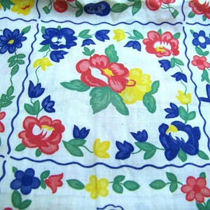 1950s Floral Cotton Fabric Squares: Vintage Quilting Sewing Material (36x36&quot;) InvLb