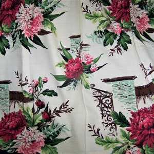 1950's Cotton Barkcloth Curtain Panels MUM FLORAL 34 - Etsy