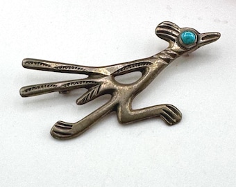 ヴィンテージ ナバホ族 ターコイズ ロードランナー バード シルバー