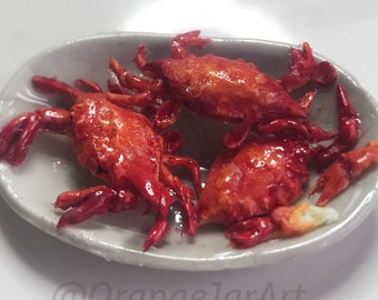 Handmade 1:12 Scale Miniature Crab Platter - Dollhouse Food