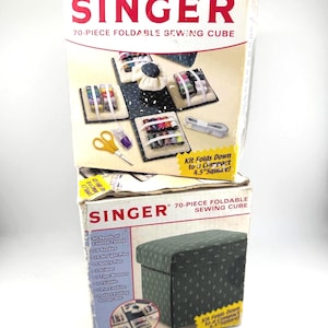 Cubo plegable Singer de 70 piezas / Kit de costura vintage Singer / Kit de costura portátil para viajes