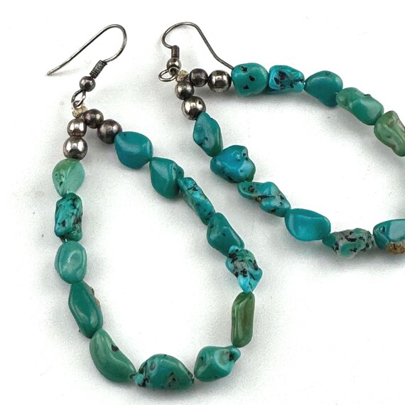 Vintage Loop Turquoise Beads/Dangling Earrings - image 4
