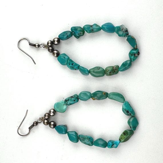 Vintage Loop Turquoise Beads/Dangling Earrings - image 3