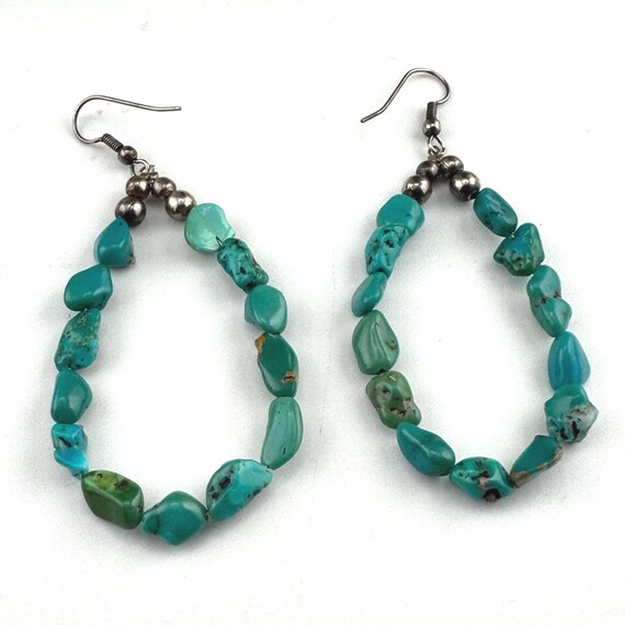 Vintage Loop Turquoise Beads/Dangling Earrings - image 6