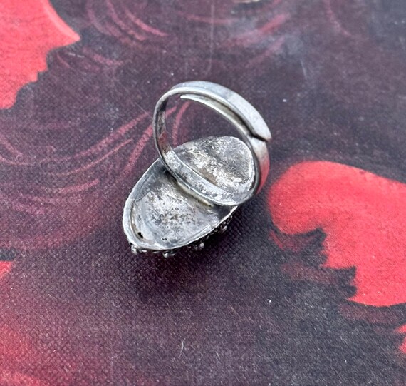 Vintage Silver Charro Button Ring with Adjustable… - image 4