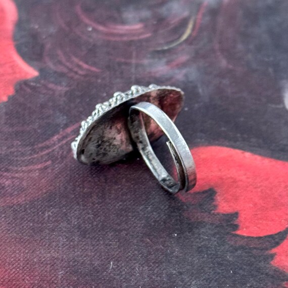 Vintage Silver Charro Button Ring with Adjustable… - image 3