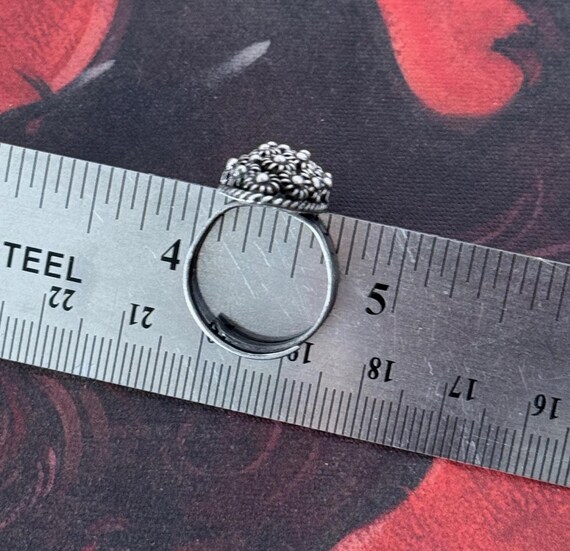 Vintage Silver Charro Button Ring with Adjustable… - image 7