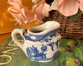 Stamped, Miniature Ceramic Blue Willow Pattern Creamer