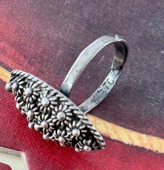 Vintage Silver Charro Button Ring with Adjustable… - image 6