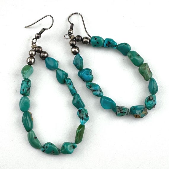Vintage Loop Turquoise Beads/Dangling Earrings - image 2