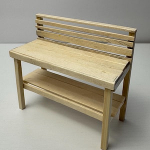 1:12 Scale Wooden Potting Bench Miniature – Dollhouse Garden Shed Table