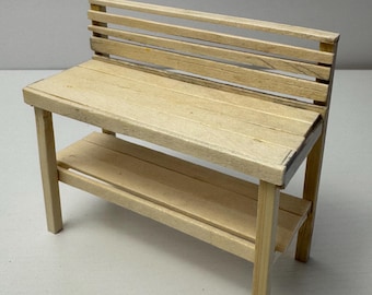 1:12 Scale Wooden Potting Bench Miniature – Dollhouse Garden Shed Table