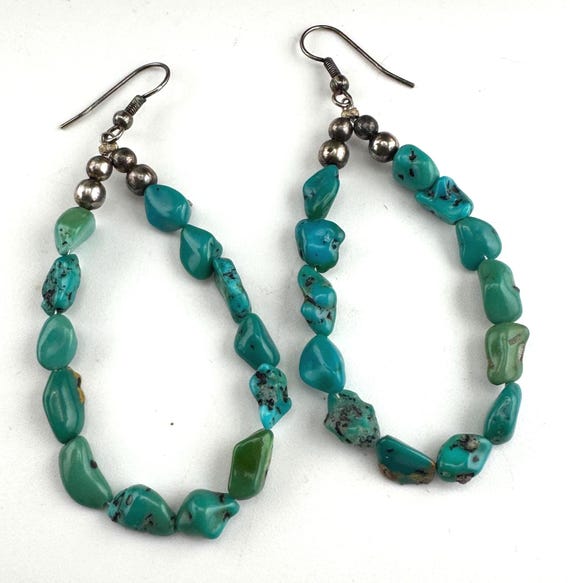 Vintage Loop Turquoise Beads/Dangling Earrings - image 1