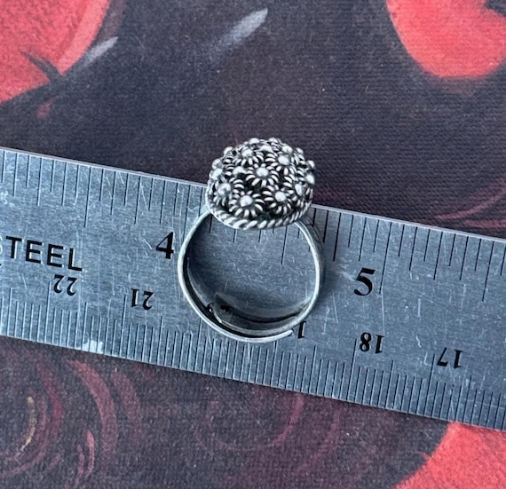 Vintage Silver Charro Button Ring with Adjustable… - image 9