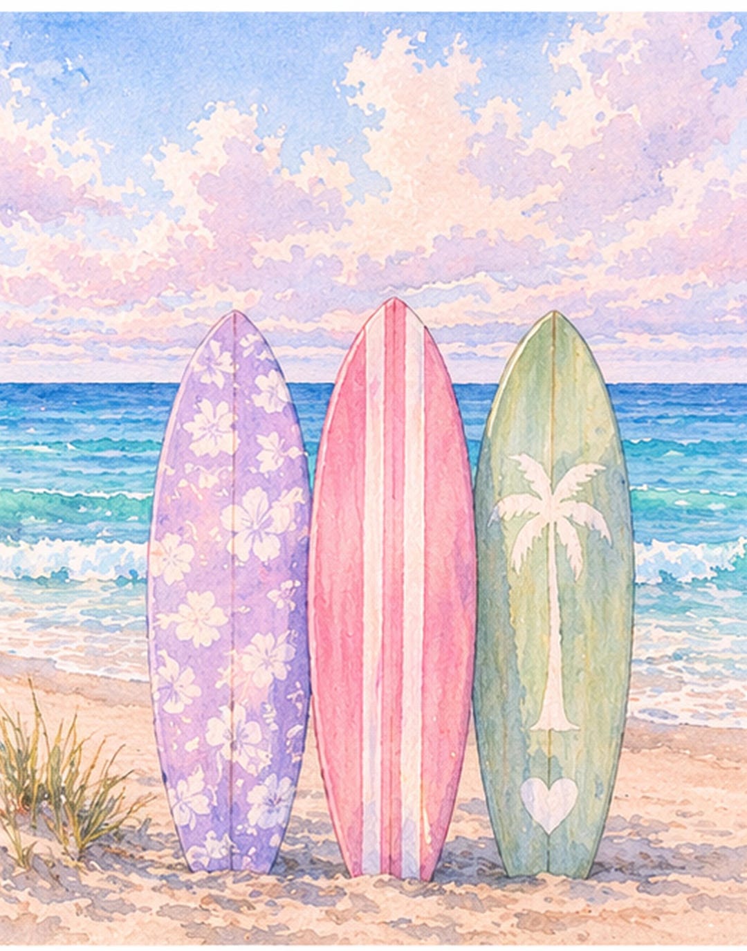 Coastal Surfboard Print | Beach Cottage Wall Art (digital Download) - Etsy