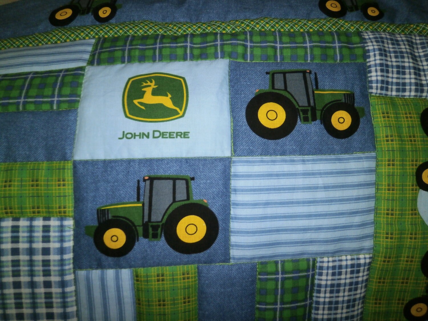 Addorable.......JOHN DEERE Baby QUILT.......Homemade Etsy