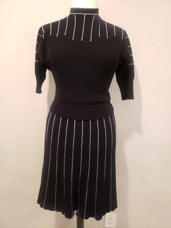 Volup 40s/50s Black striped sweater set.