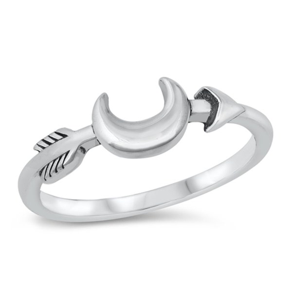 Personalized 925 Sterling Silver Moon and Arrow Ring