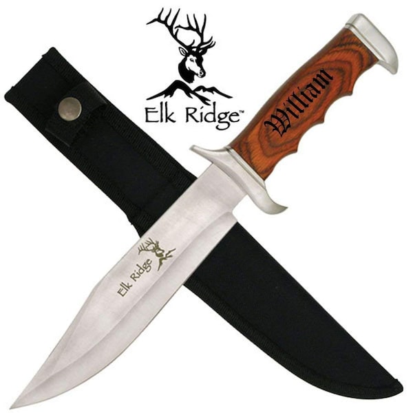 Personalized Free Engraving Quality Elk Ridge Knife with Wood Handle