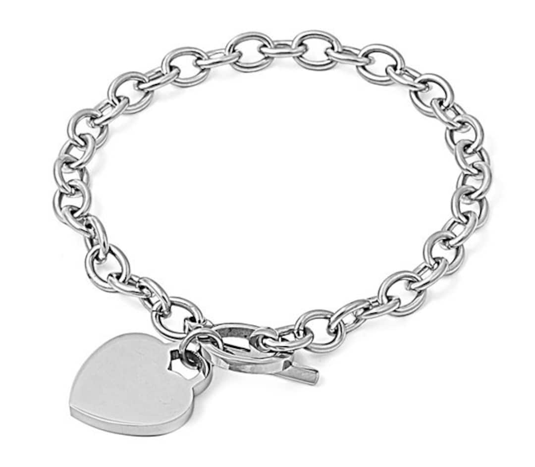 Personalized Quality Heart Charm Bracelet Free Engraving - Etsy