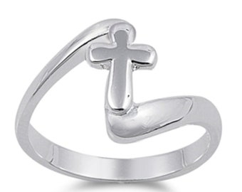 Sterling Silver Ring - Cross Squiggle