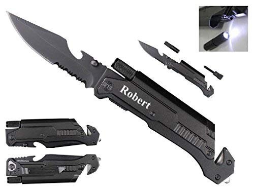 Quality Black 6-in-1 Multi-Tool Pocket Knife- Free engraving