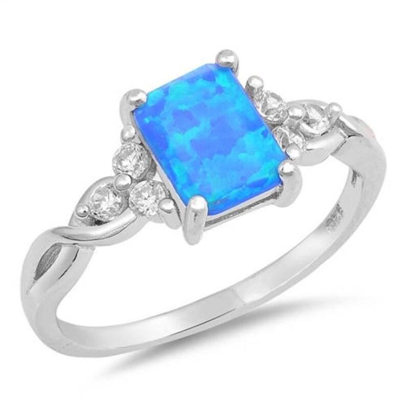 Sterling Silver With Blue Lab Opal and Clear Cz Ring - Etsy