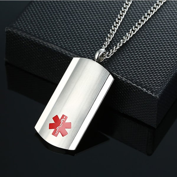 Personalized Quality Stainless Steel Medical ID Dog tag Pendant with Chain
