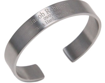 Free engraving-Stainless Steel Cuff Bracelet for Men