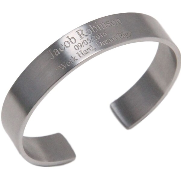 Free engraving-Stainless Steel Cuff Bracelet for Men