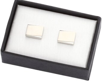 Personalized Matte Silver Metal Cufflinks - Free Engraving