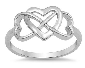 Personalized Sterling Silver Heart and Infinity Promise Ring- Free Engraving