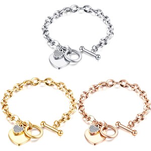 Personalized Quality Stainless Steel Love Heart Charm Bracelet