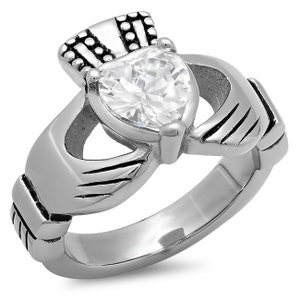 Personalized Quality Stainless Steel Claddagh Ring - Free Engraving