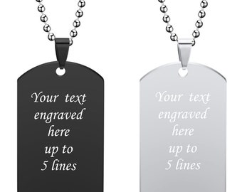 Personalized Stainless Steel Brushed Dog Tag Pendant- Free Engraving