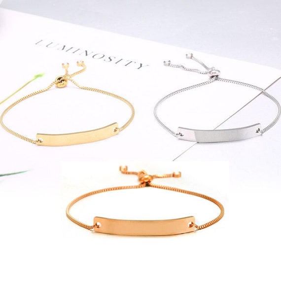 Personalized Stainless Steel Adjustable ID Bracelet for Her Etsy