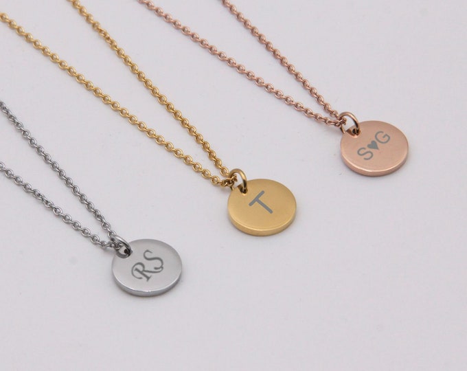Personalized Quality Stainless Steel Small Round Charm Pendant- Free Engraving