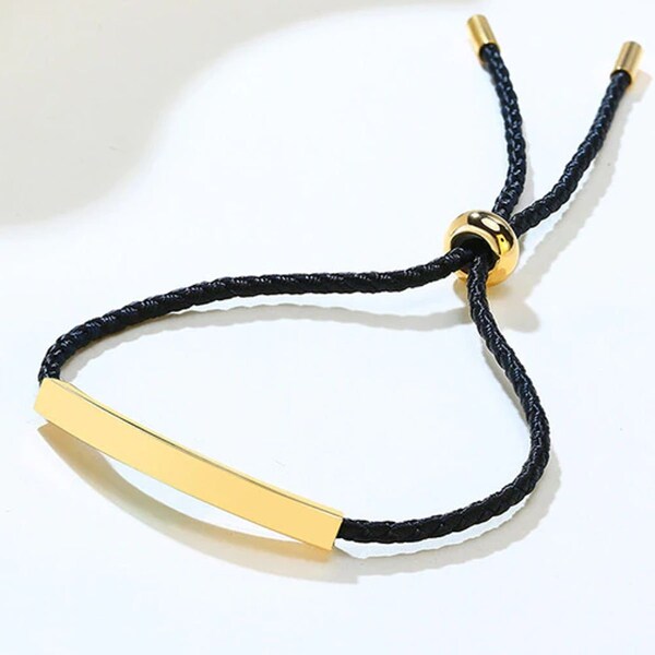 Personalized Minimalist Thin Bar Casual Rope Adjustable Bracelet