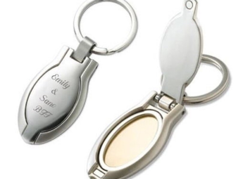 Personalized Oval Picture Frame Locket Keychain Etsy