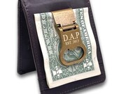 Personalized Genuine Leather Money clip / Wallet / Bottle Opener- Free Engraving