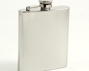 7oz High Quality Stainless Steel Brushed Finish Flask - Free Engraving