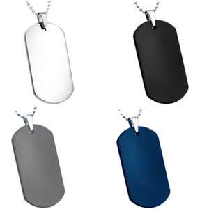 Personalized Quality High Polish Tungsten Carbide Small Dog tag Pendant- Free Engraving